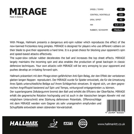 антитопспиновая накладка HALLMARK Mirage черный