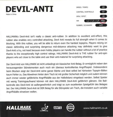антитопспиновая накладка HALLMARK Devil Anti красный
